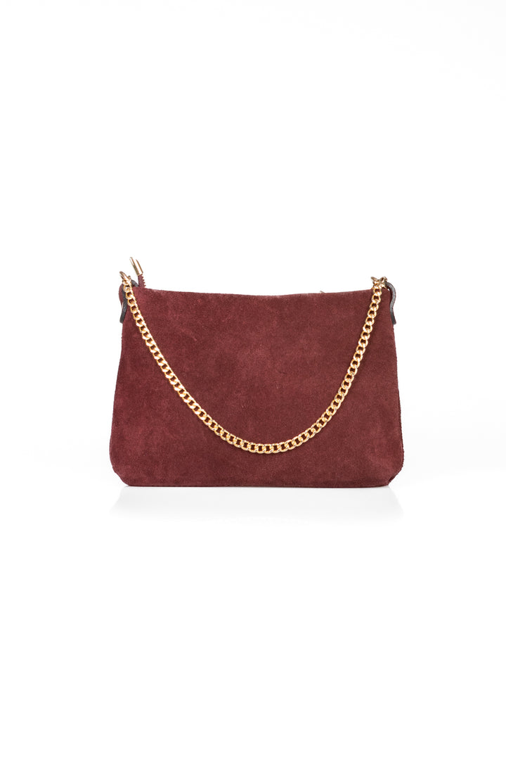 Upper - Borsa scamosciata con catena oro