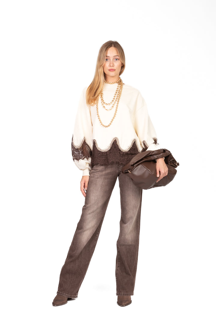 Tensione In - Felpa con inserti pizzo Art. 37683