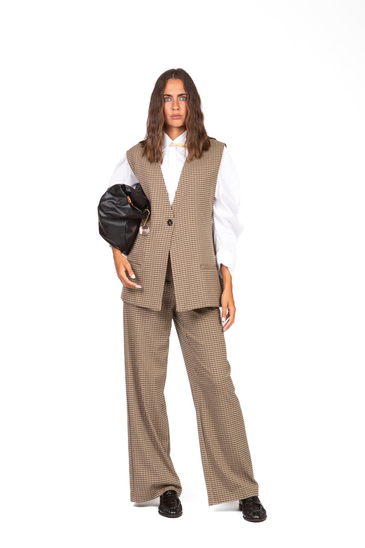 Tensione In - Pantalone pied de poule gamba dritta Art. 26P890