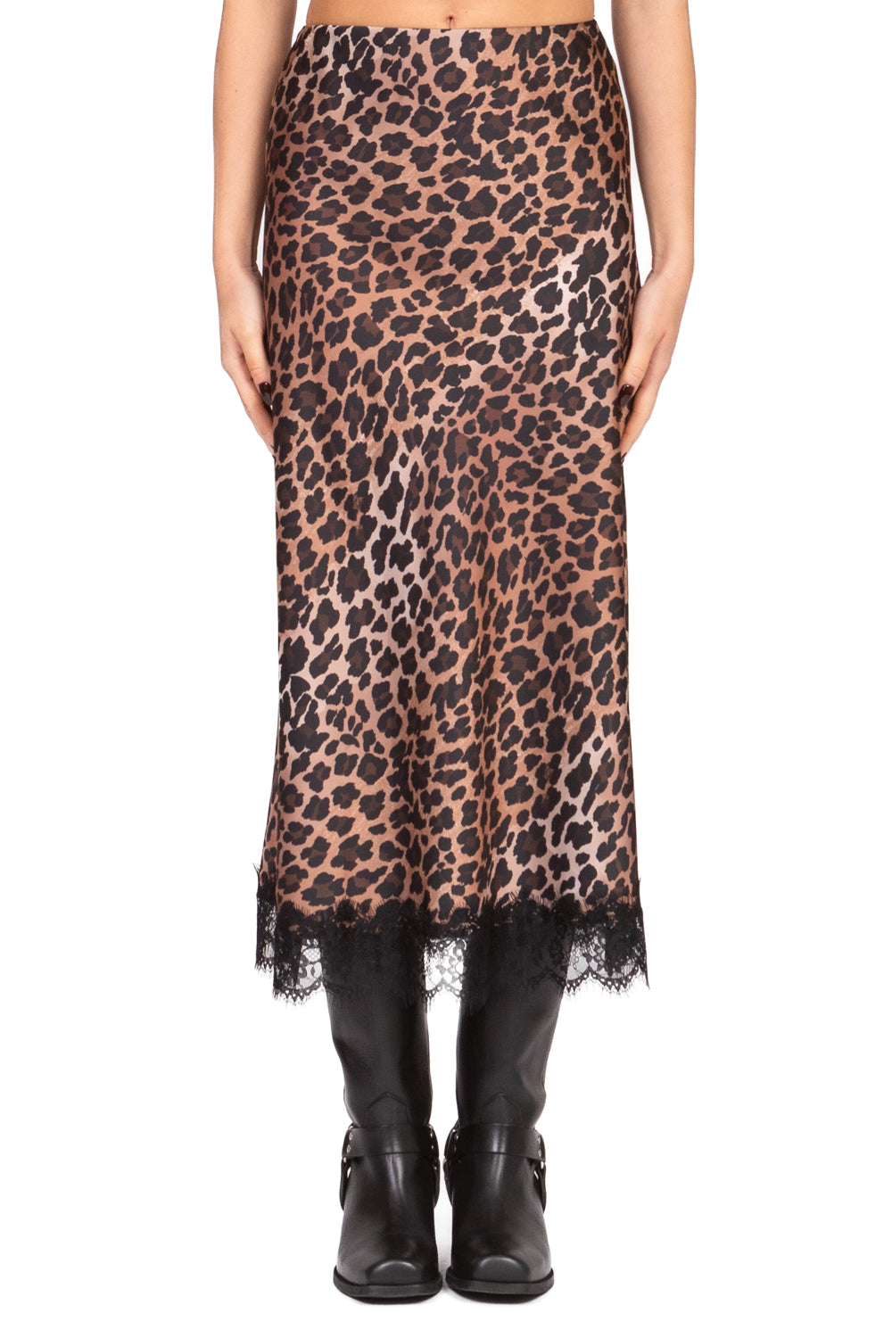 Vicolo - Gonna satin animalier con pizzo Art. TF1278