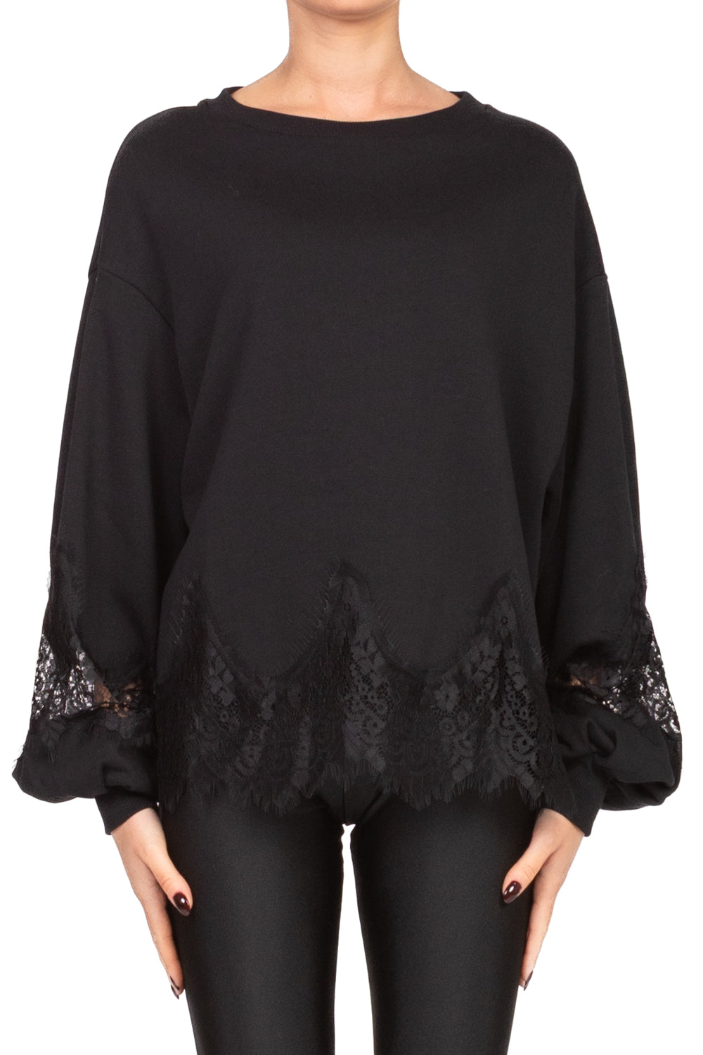 Tensione In - Felpa con inserti pizzo Art. 37683