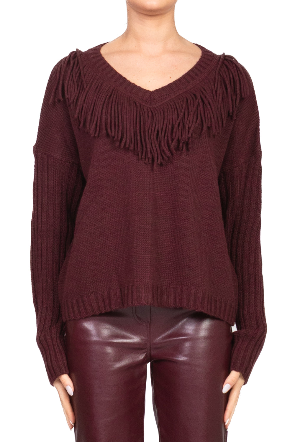 Vicolo - Maglia scollo a v con frange Art. 77225F