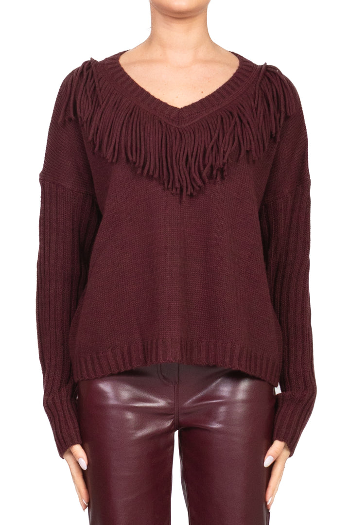 Vicolo - Maglia scollo a v con frange Art. 77225F