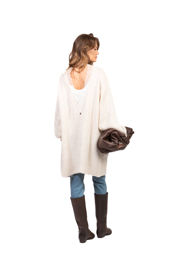 Dixie - Cardigan aperto con scollo pizzo Art. M566Y225