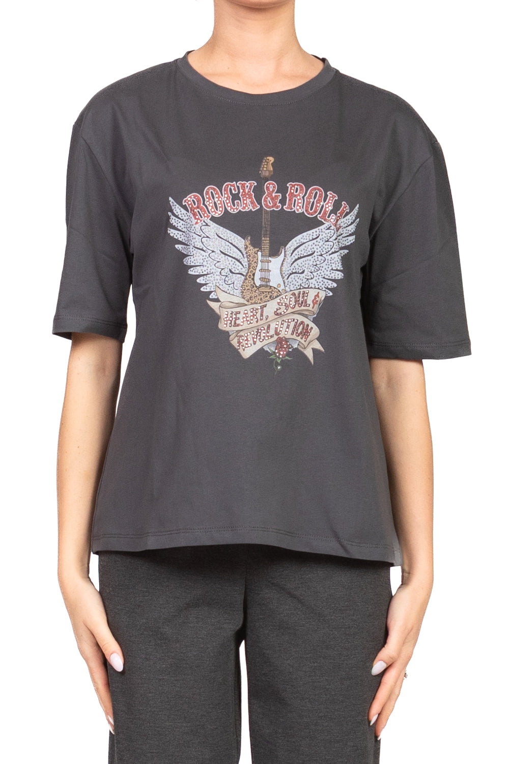 Dixie - T-Shirt "Rock&Roll" con strass Art. T262Y077