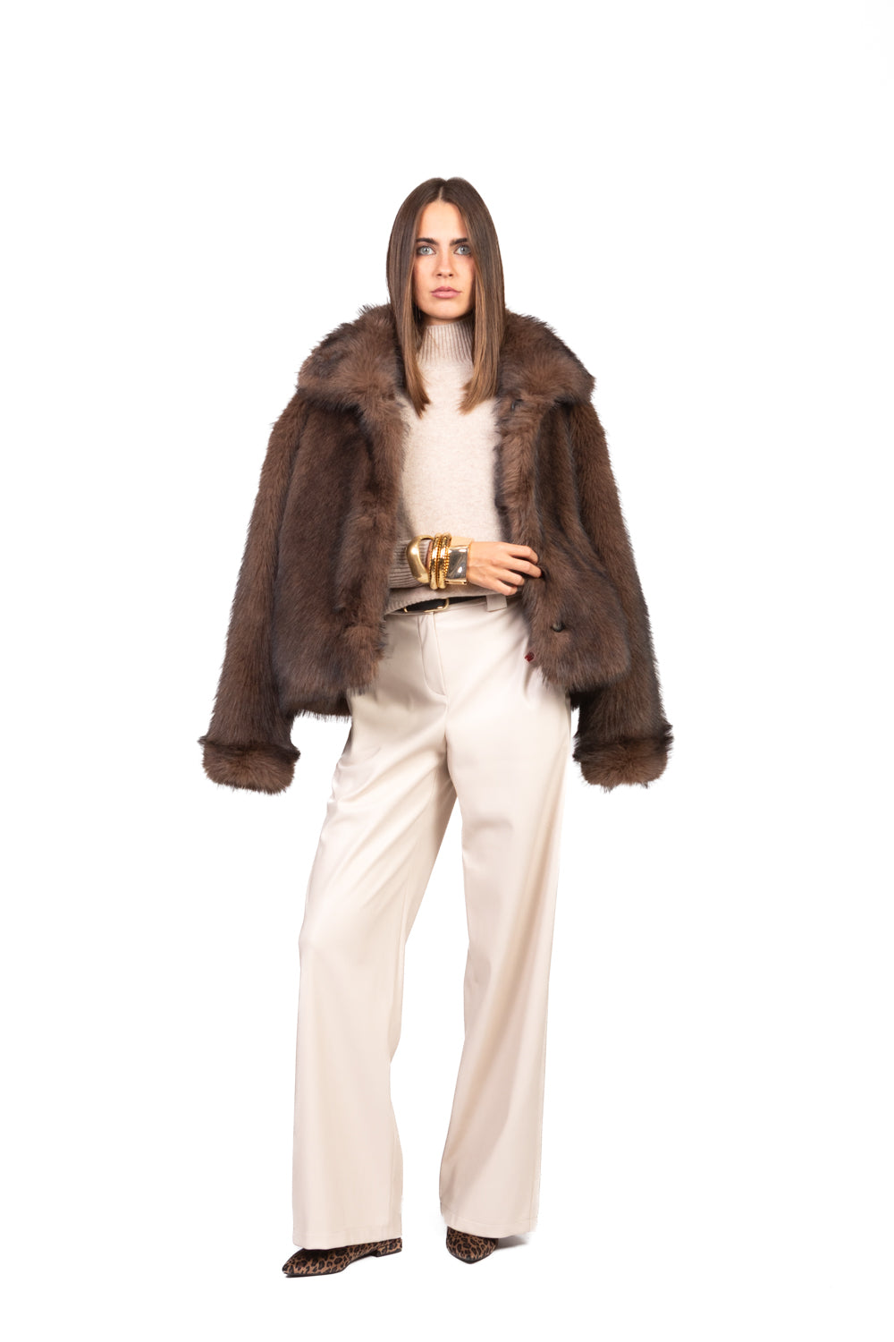 Vicolo - Giacca double face pelliccia e denim Art. TF0079