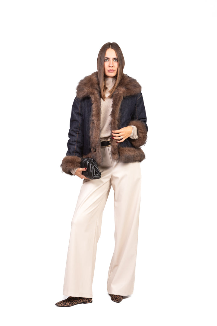 Vicolo - Giacca double face pelliccia e denim Art. TF0079