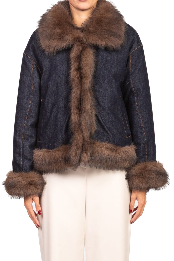 Vicolo - Giacca double face pelliccia e denim Art. TF0079
