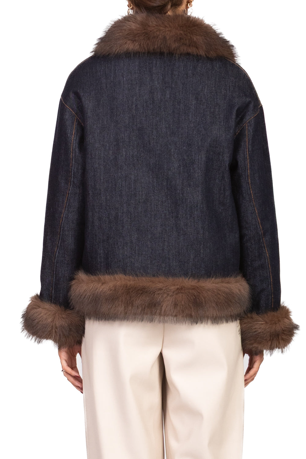 Vicolo - Giacca double face pelliccia e denim Art. TF0079