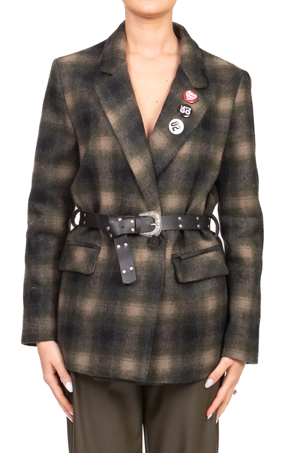 Dixie - Giacca doppio petto quadri con cintura Art. JDM2YMRCP