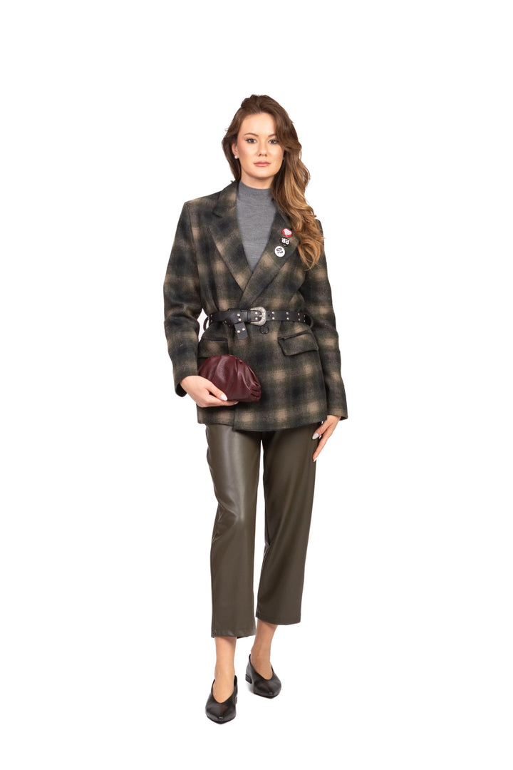 Dixie - Giacca doppio petto quadri con cintura Art. JDM2YMRCP