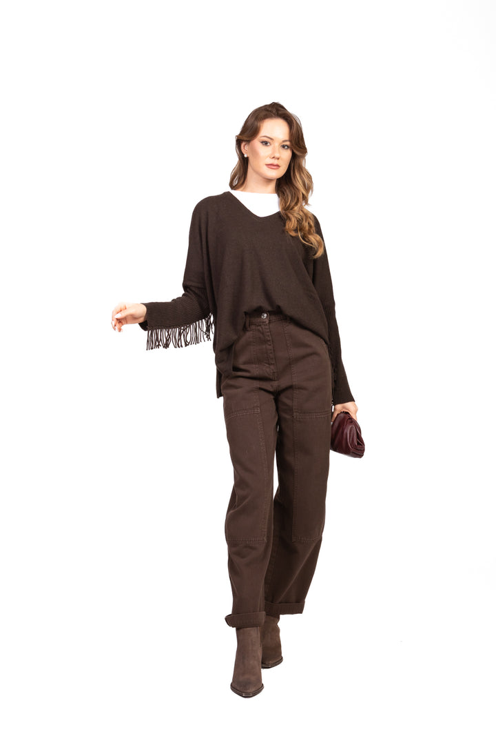 Kontatto - Maglia scollo V con frange Art. 3M1074NI