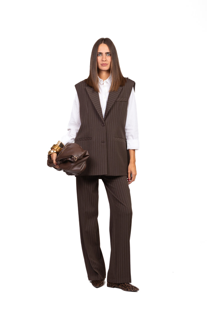 Imperial - Pantalone palazzo gessato doppia patta Art. P6E9KKK