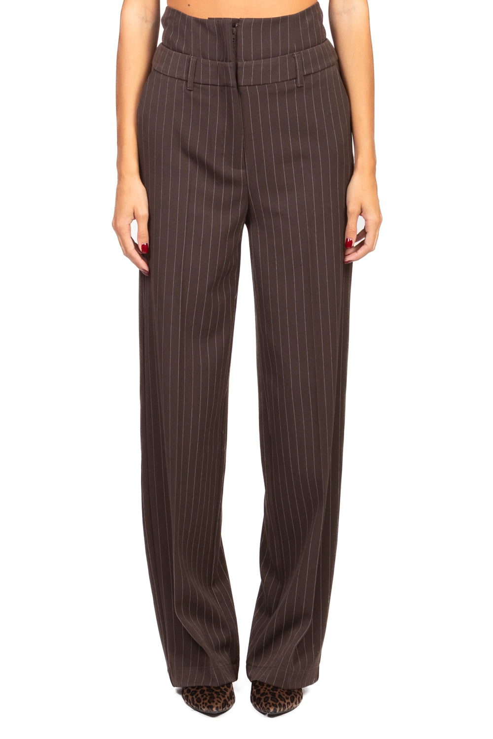 Imperial - Pantalone palazzo gessato doppia patta Art. P6E9KKK