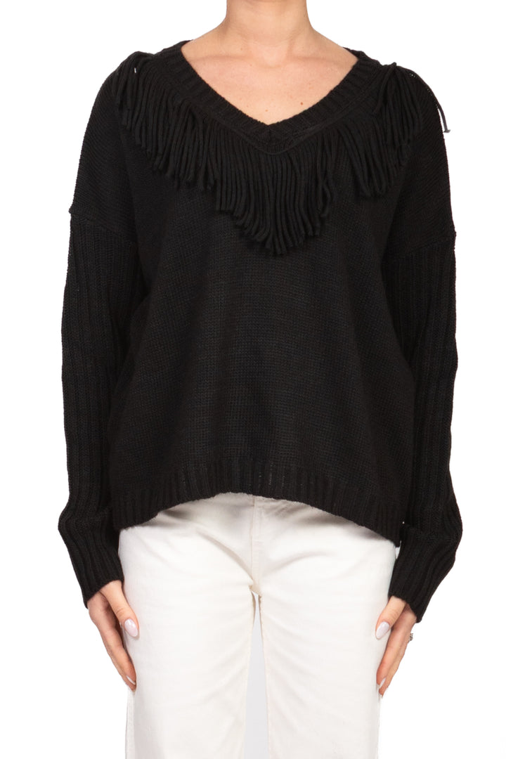 Vicolo - Maglia scollo a v con frange Art. 77225F