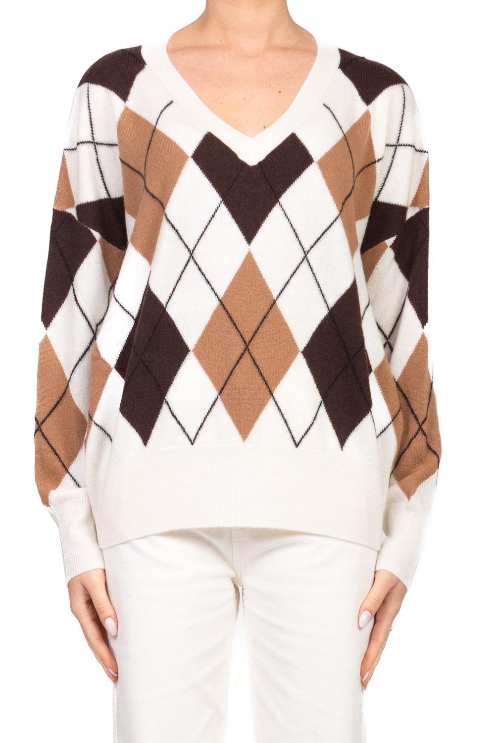 Tensione In - Maglia scollo V con rombi Art. WL1057