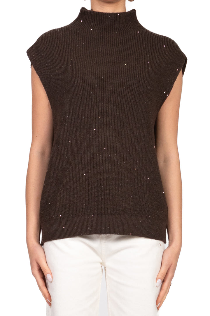Have One - Gilet mezzo collo con micro paillettes Art. LNC-P001