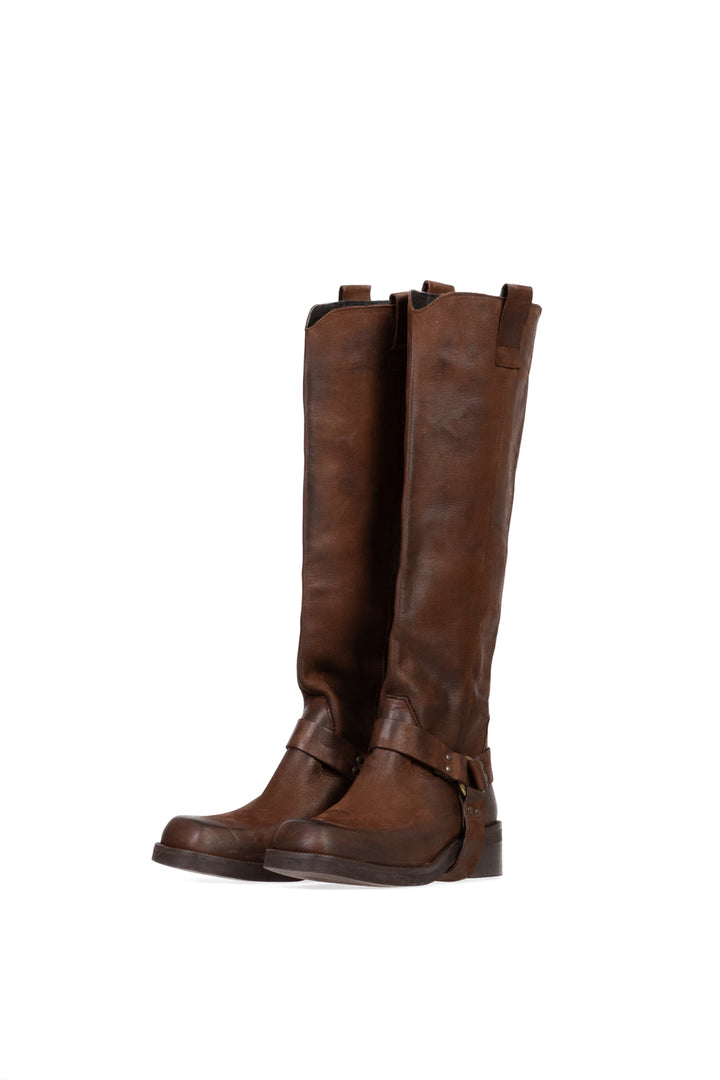 Divine Follie - Stivale biker pelle invecchiata Art. 4612