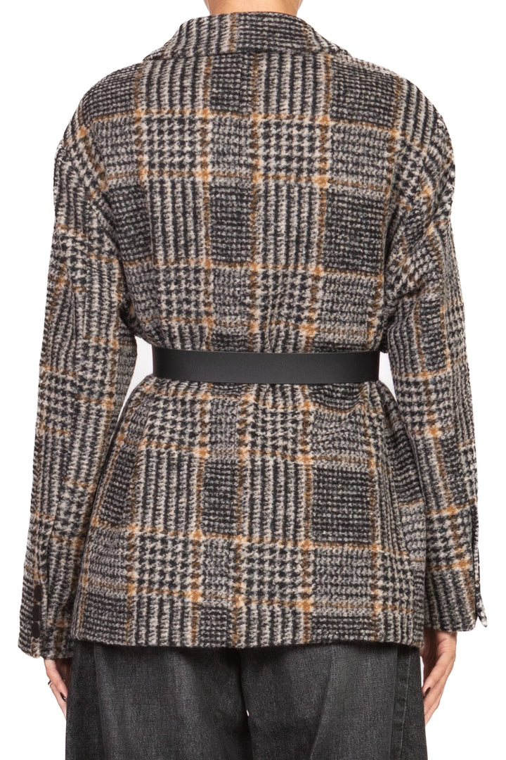 Vicolo - Giacca cappotto quadri con cintura Art. RF0448