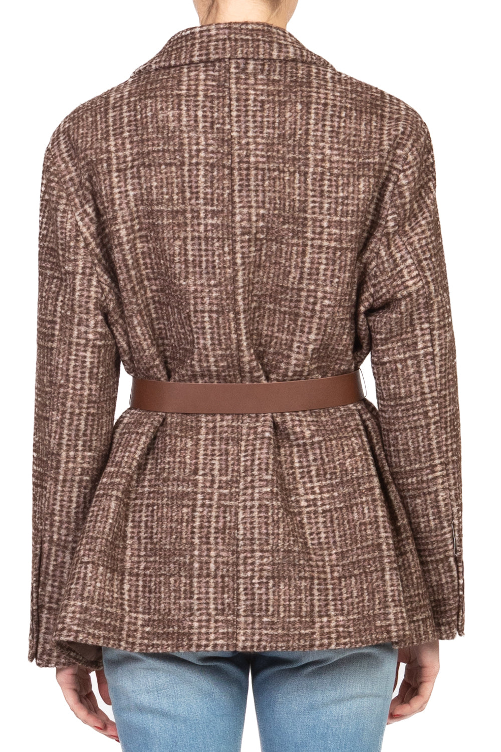 Vicolo - Giacca cappotto quadri con cintura Art. RF0448