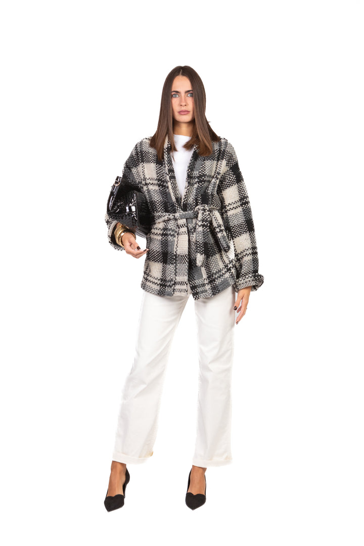 Vicolo - Caban quadri con cintura Art. TF1928