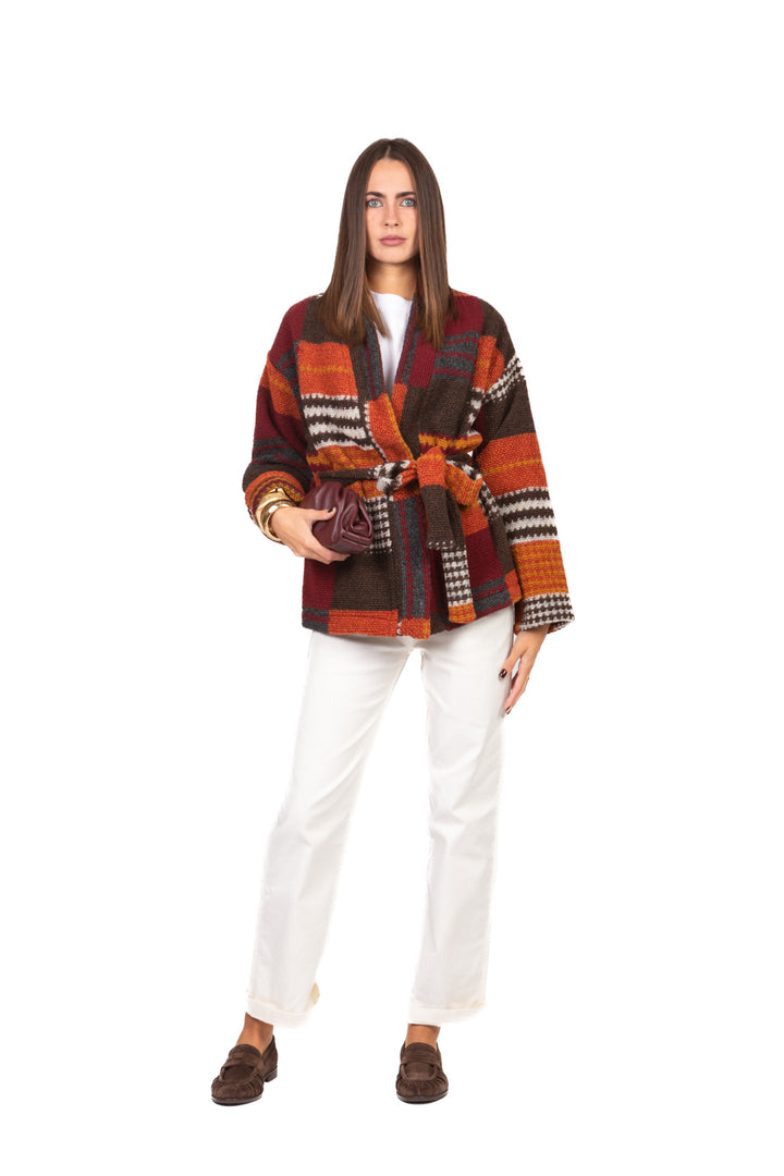 Vicolo - Caban fantasia con cintura Art. TF1923