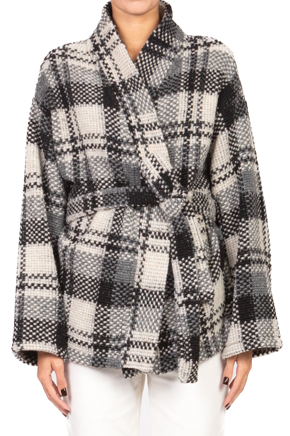 Vicolo - Caban quadri con cintura Art. TF1928