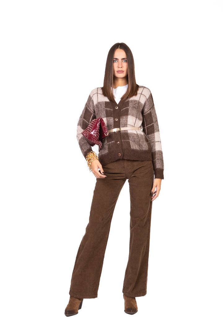 Vicolo - Cardigan quadri bottoni oro Art. 55202F