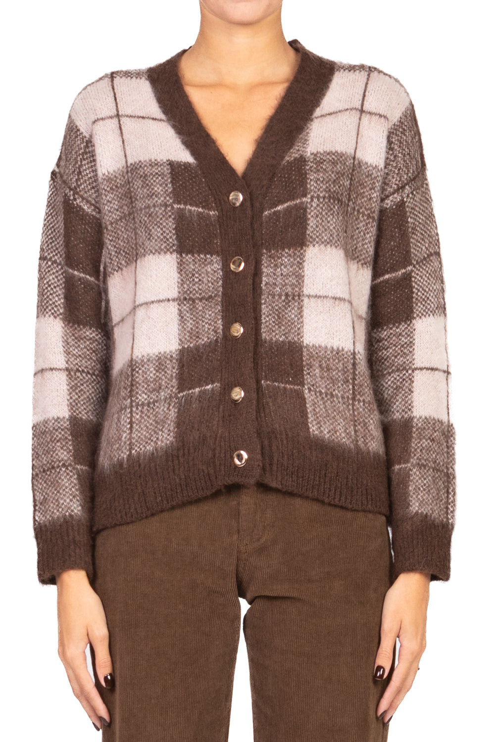 Vicolo - Cardigan quadri bottoni oro Art. 55202F