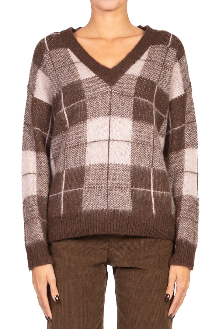 Vicolo - Maglia quadri scollo v Art. 55201F