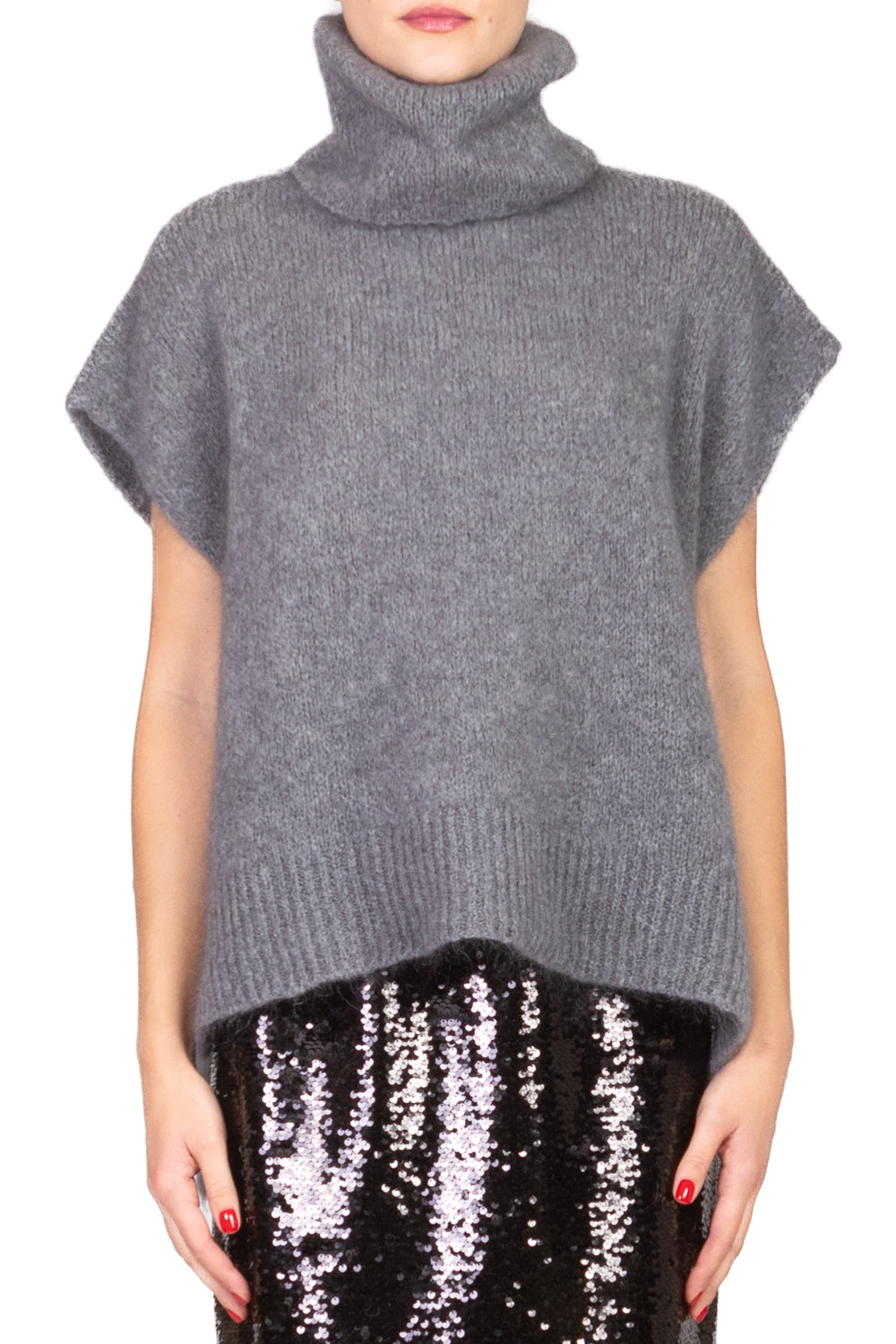 Dixie - Gilet over in mohair collo alto Art. M277Y238