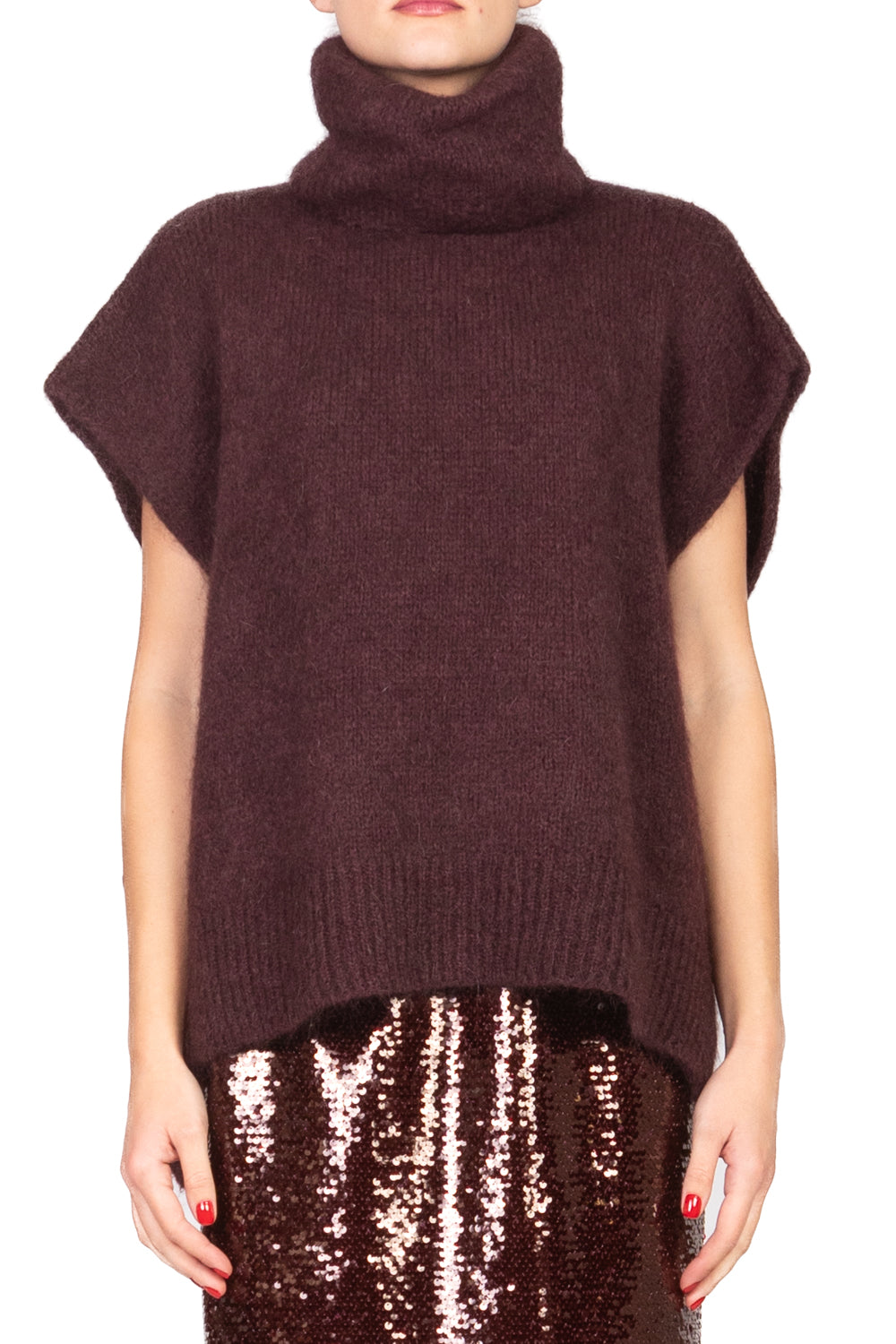 Dixie - Gilet over in mohair collo alto Art. M277Y238