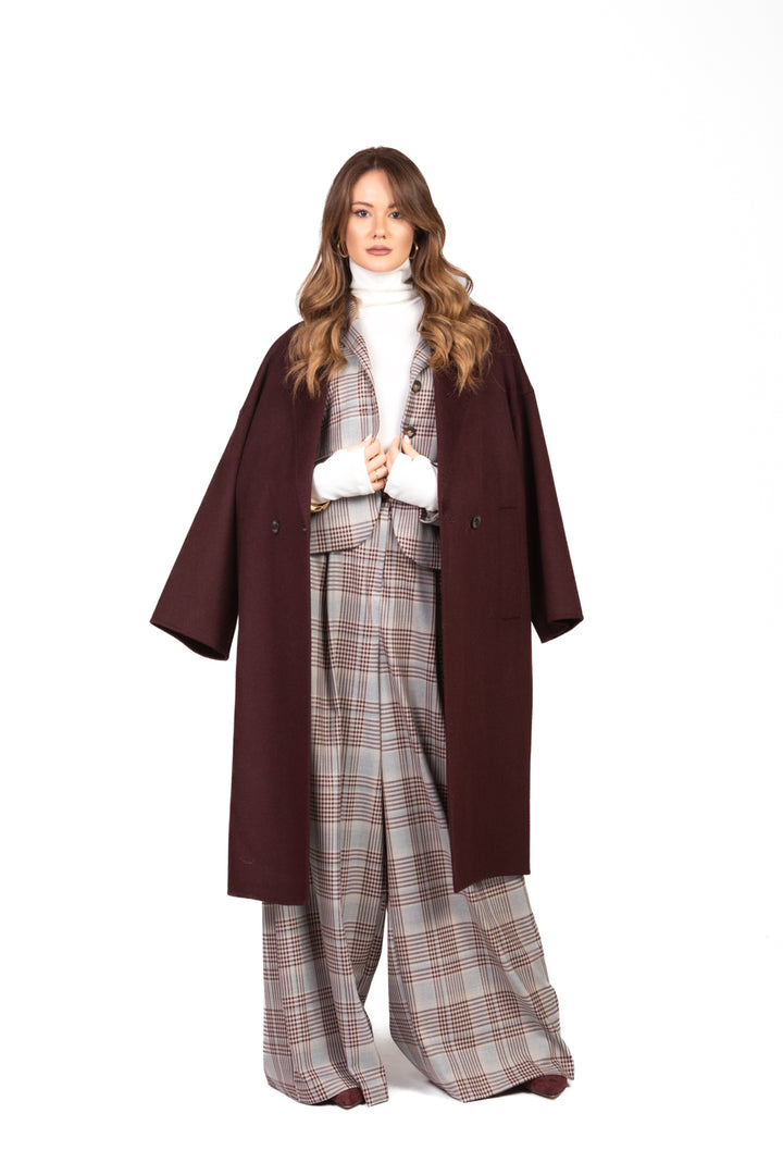 Tensione In - Pantalone palazzo check con pinces Art. 1162AI25