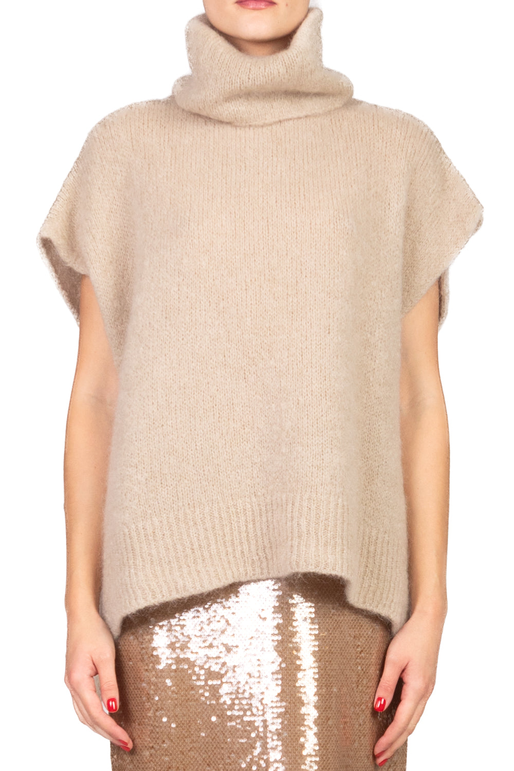 Dixie - Gilet over in mohair collo alto Art. M277Y238