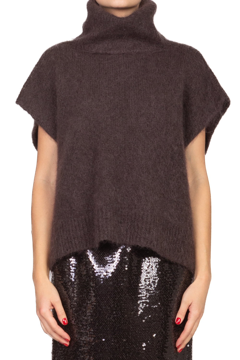 Dixie - Gilet over in mohair collo alto Art. M277Y238