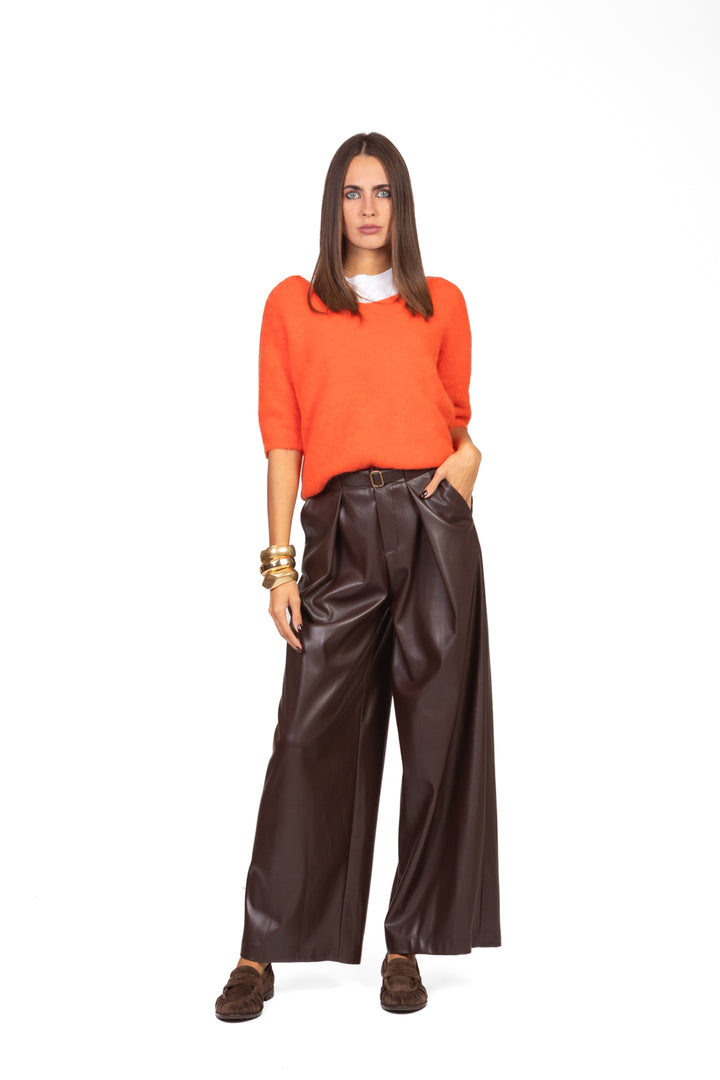 Tensione In - Pantalone ecopelle palazzo con cintura Art. CQ1013