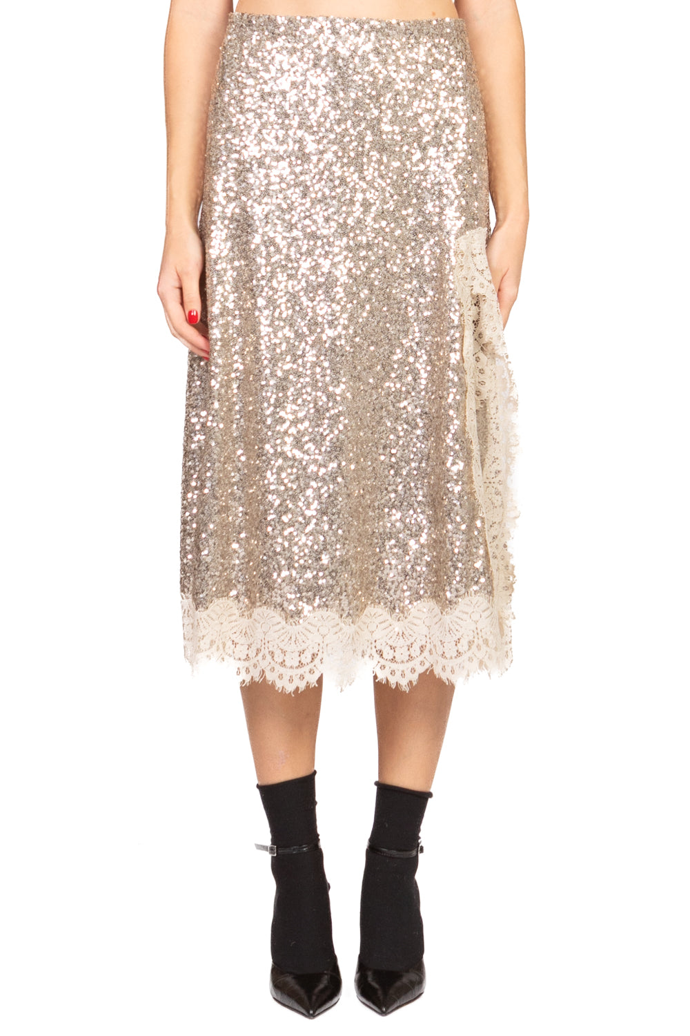 Tensione In - Gonna paillettes con pizzo Art. 37981