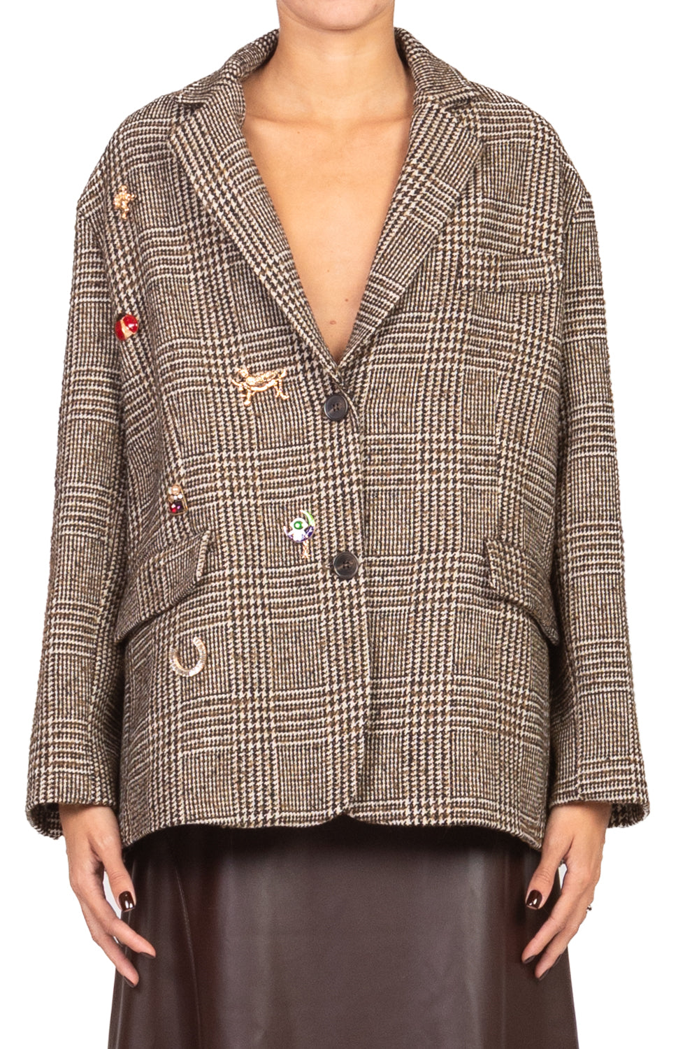 Tensione In - Giacca check over con spille Art. 26B1370