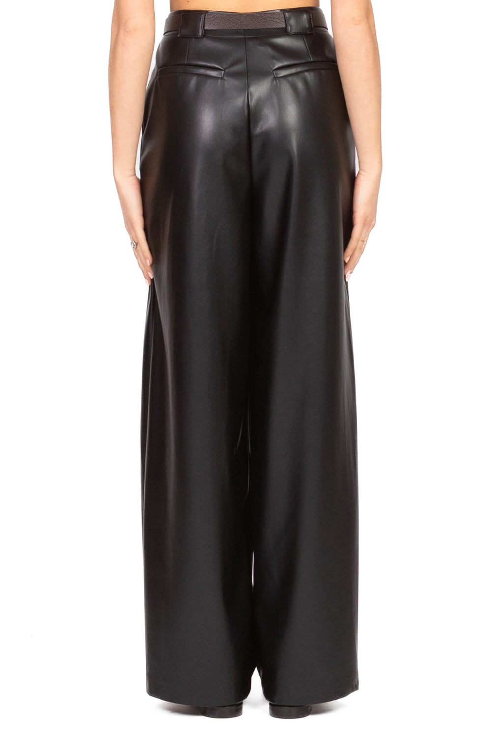 Tensione In - Pantalone ecopelle palazzo con cintura Art. CQ1013