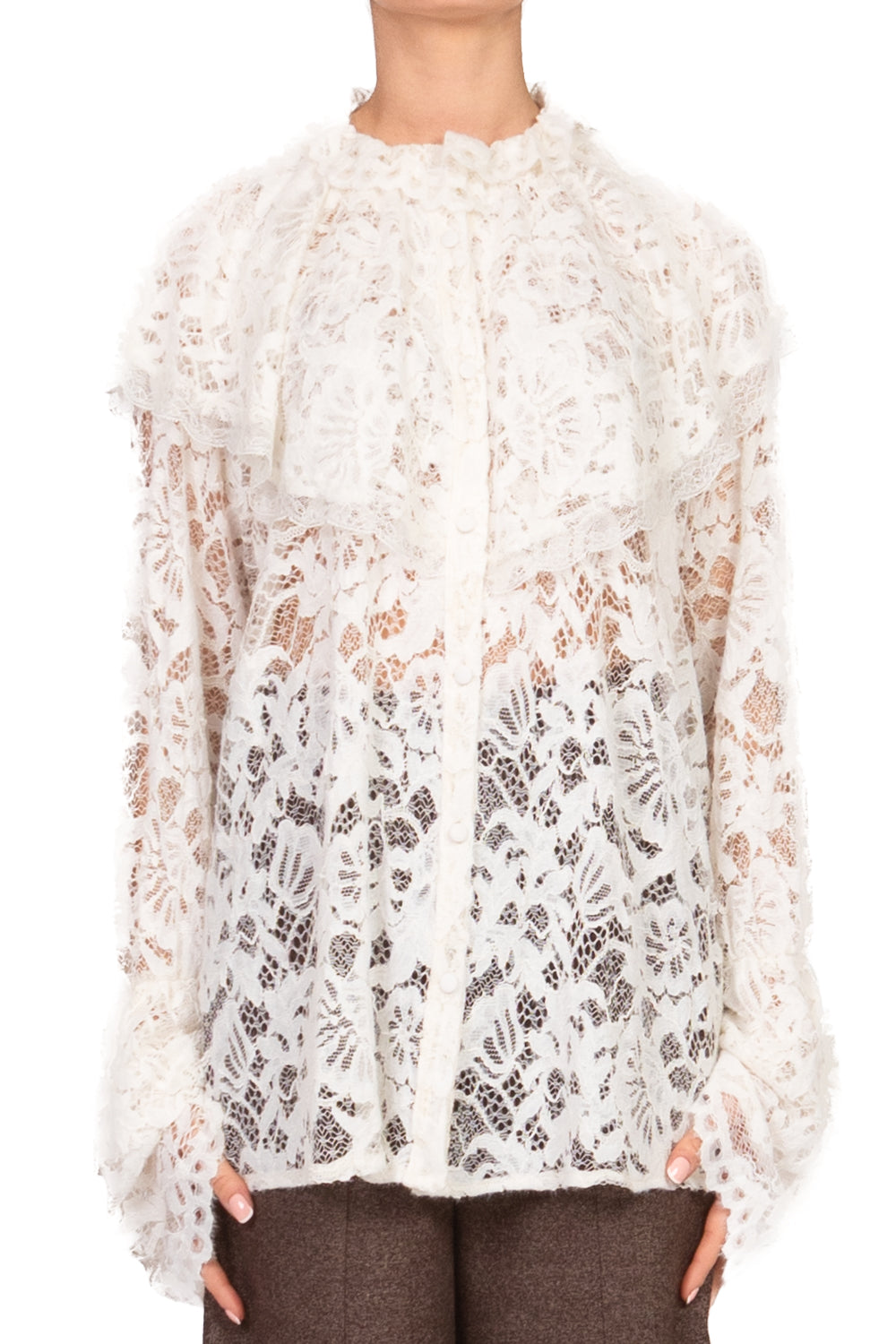 Tensione In - Camicia pizzo con rouches Art. EV1229