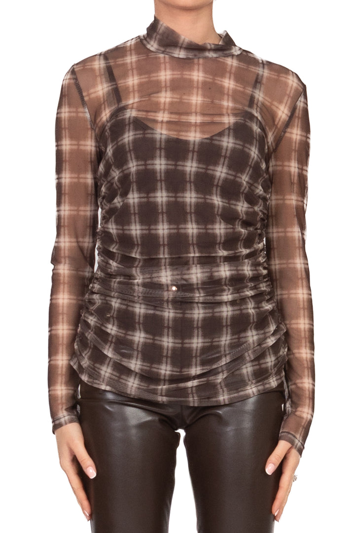 Tensione In - Maglia retata stampa check Art. FW250090