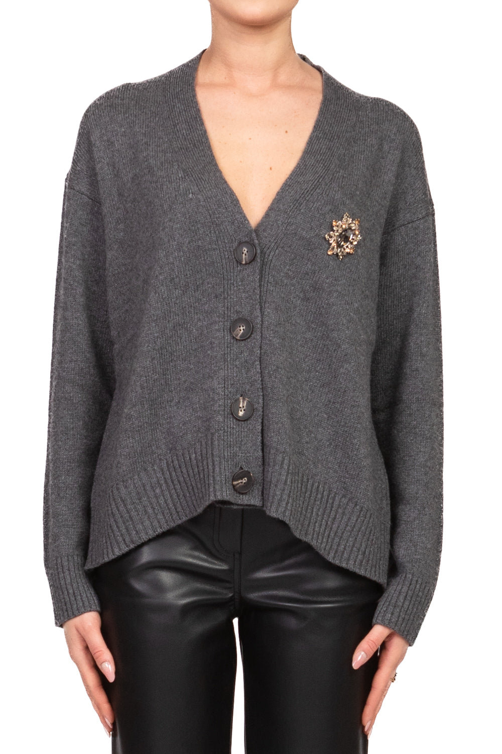 Motel - Cardigan scollo v con spilla Art. D82076