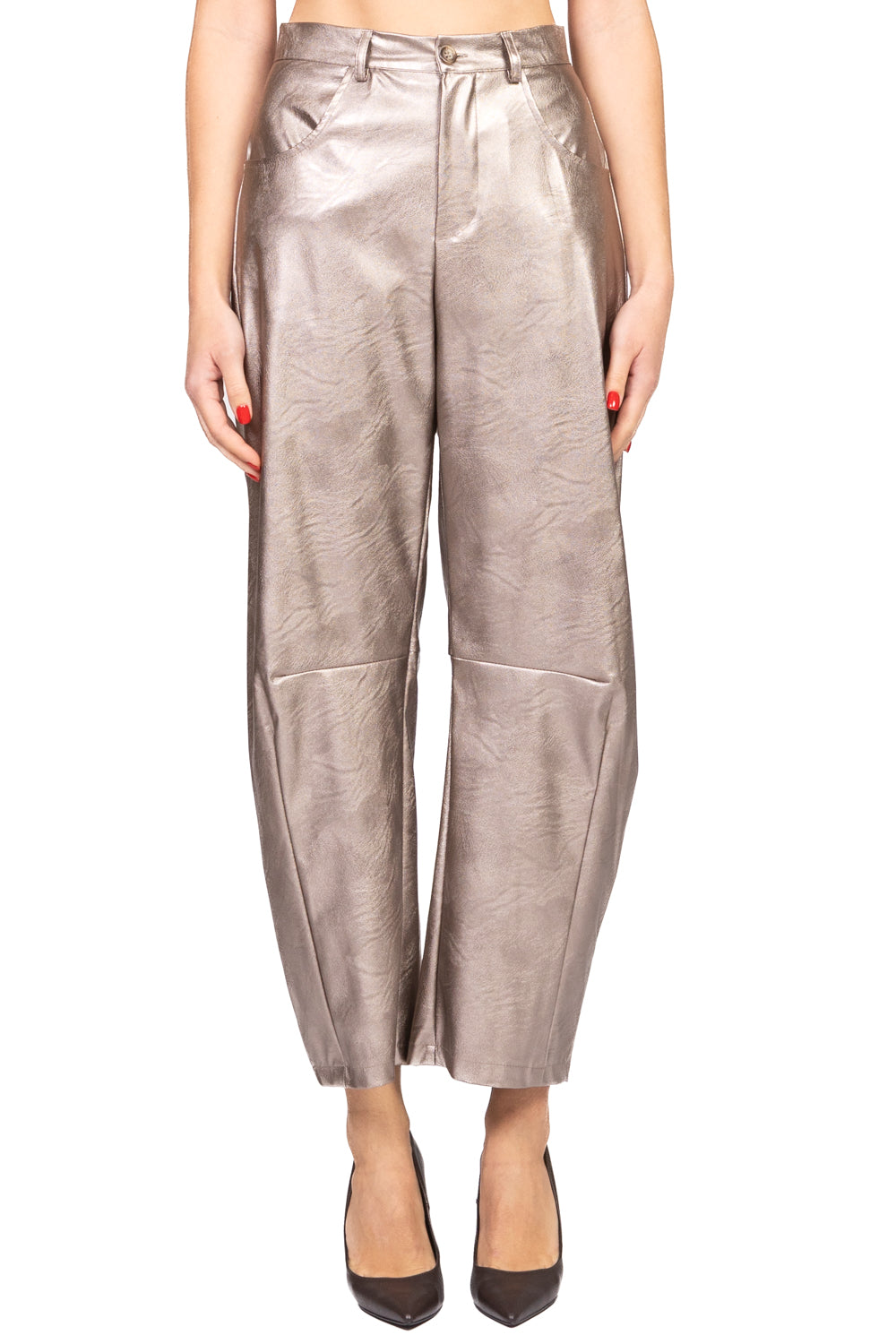 Vicolo - Pantalone barrel ecopelle laminato Art. TF2050