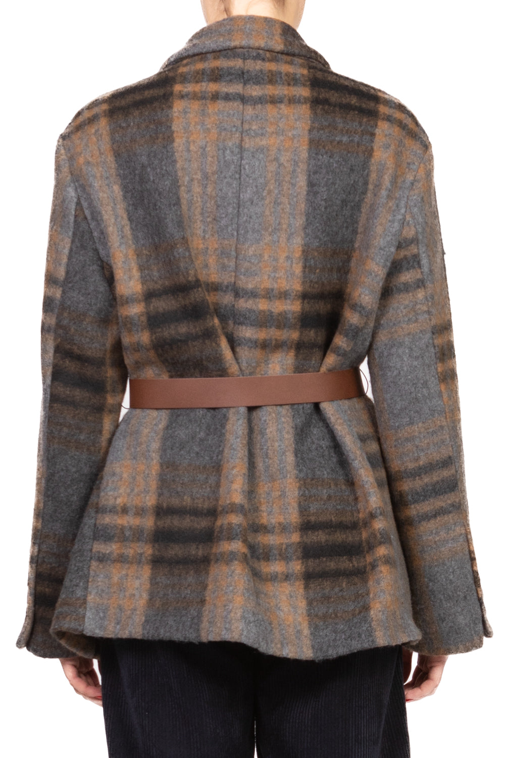 Vicolo - Giacca cappotto check con cintura Art. TF2088