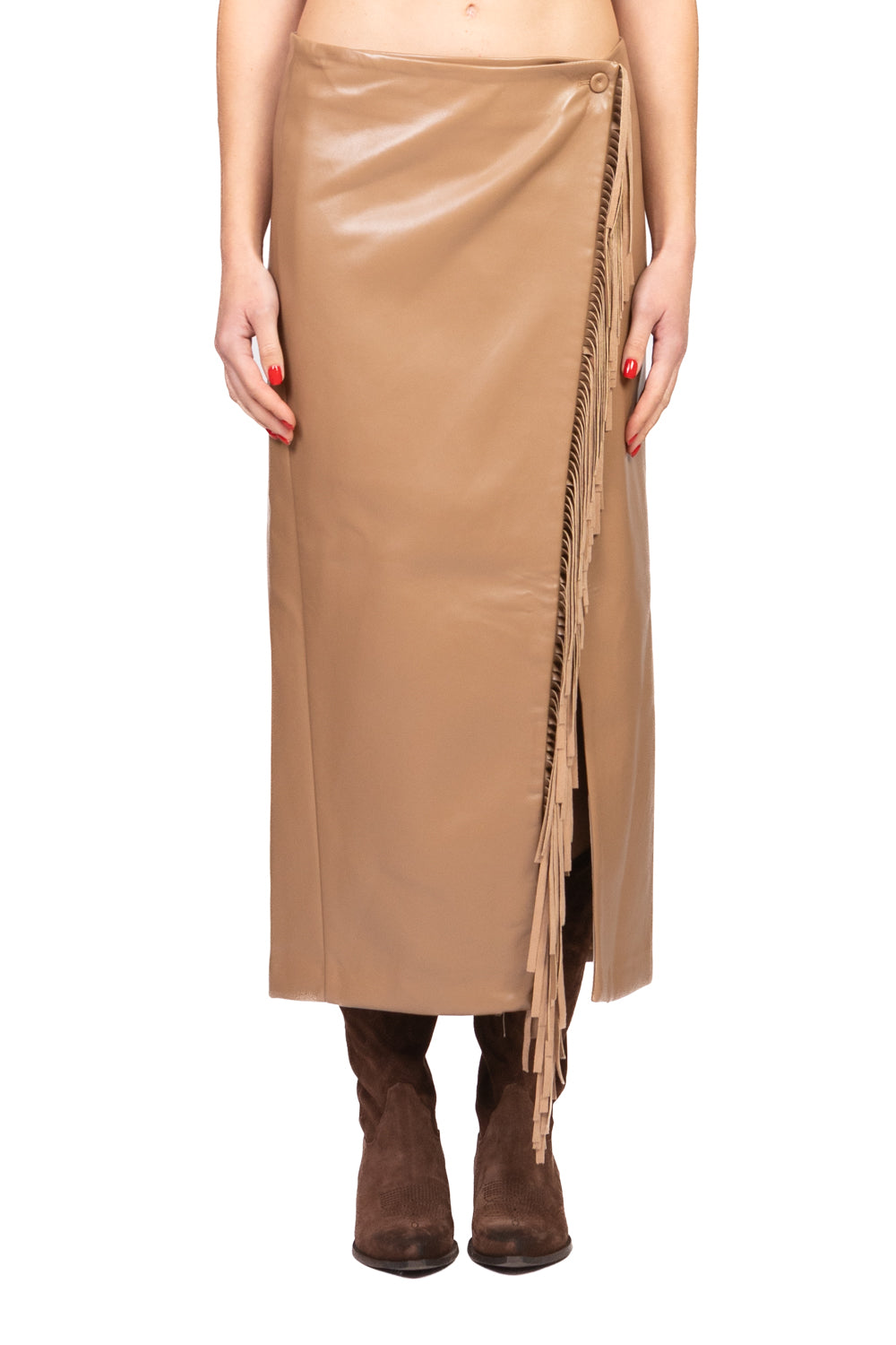 Tensione In - Gonna ecopelle portafoglio con frange Art. 38067