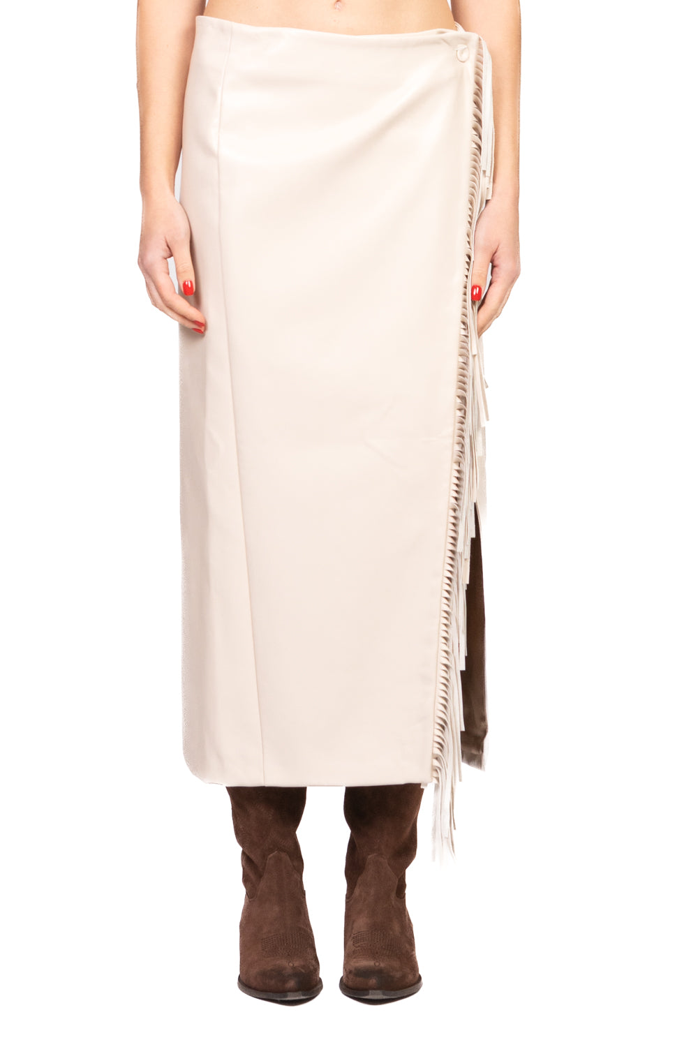 Tensione In - Gonna ecopelle portafoglio con frange Art. 38067