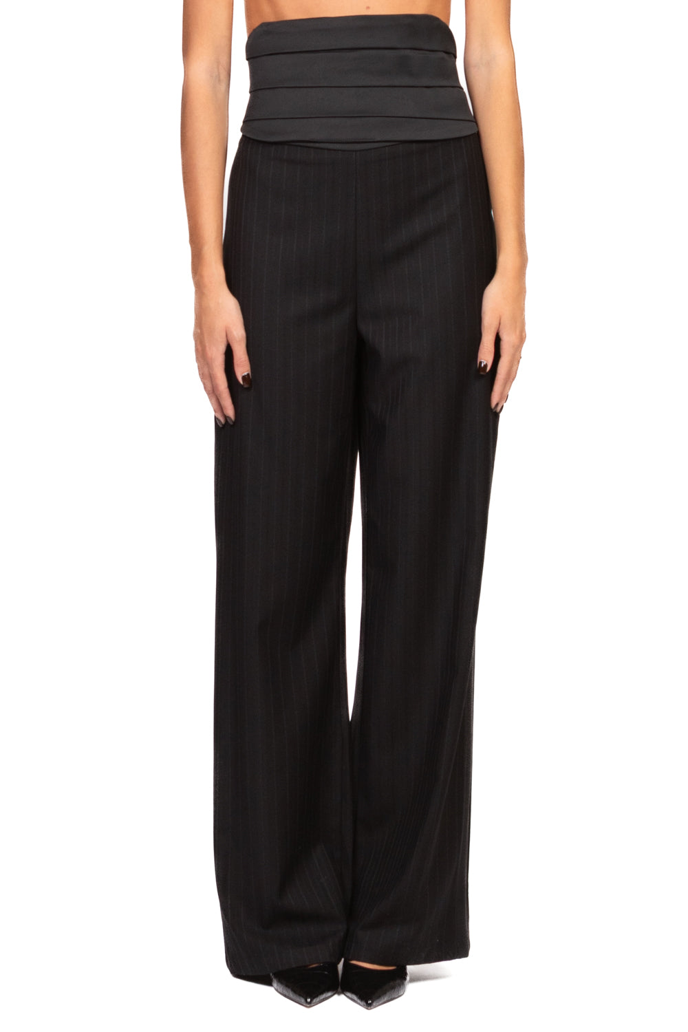 Tensione In - Pantalone gessato frac con fascia Art. 38056