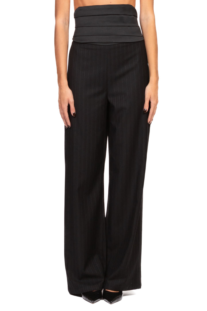 Tensione In - Pantalone gessato frac con fascia Art. 38056