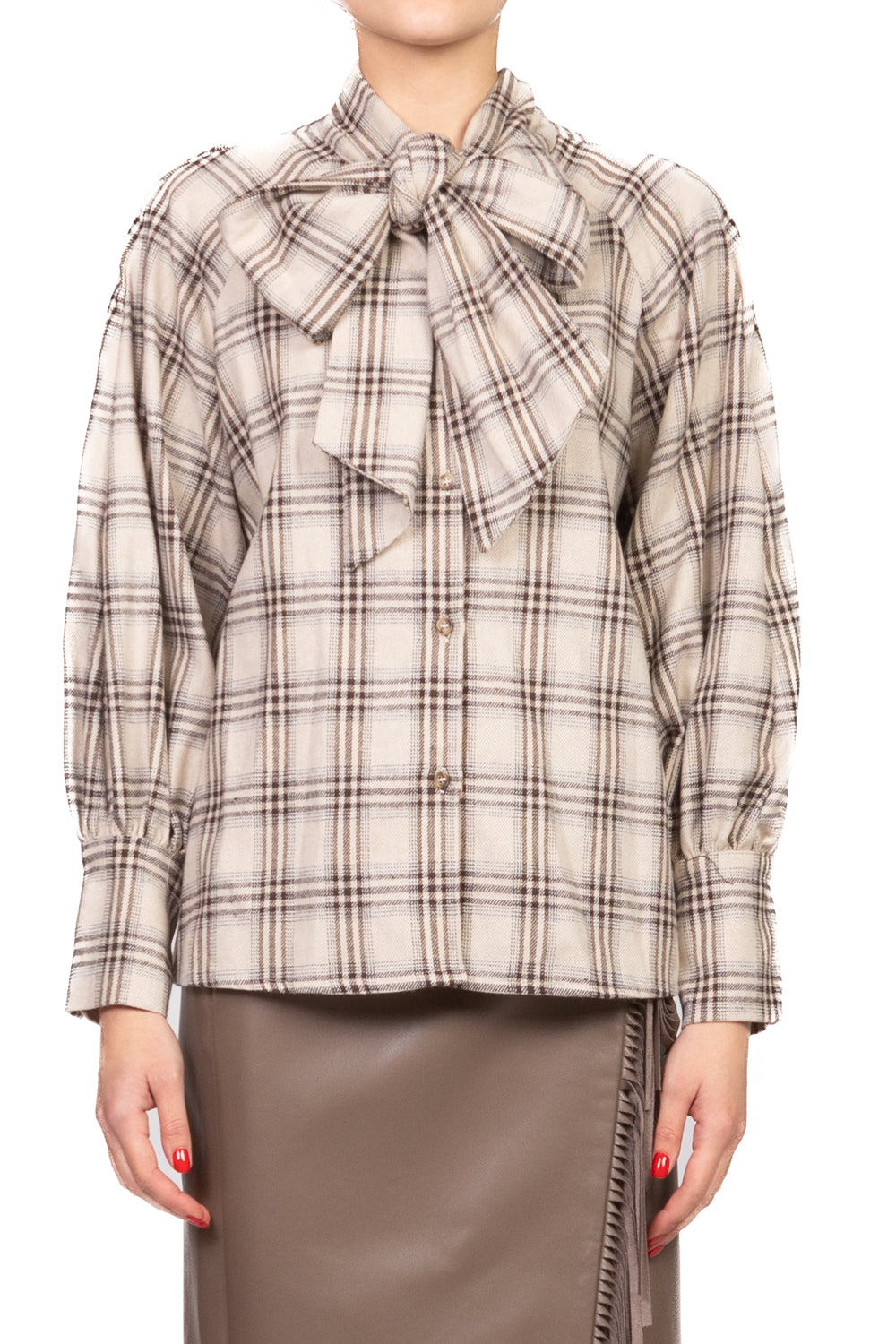 Tensione In - Camicia check flanella con fiocco Art. 26C1585