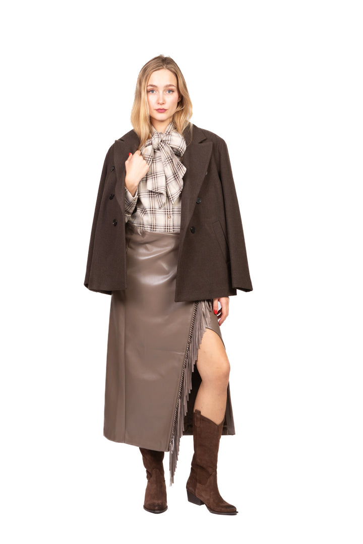 Tensione In - Gonna ecopelle portafoglio con frange Art. 38067